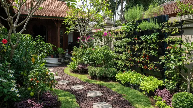 Desain Kebun Buah Campur Tanaman Hias di Halaman Depan Rumah/Gemini AI