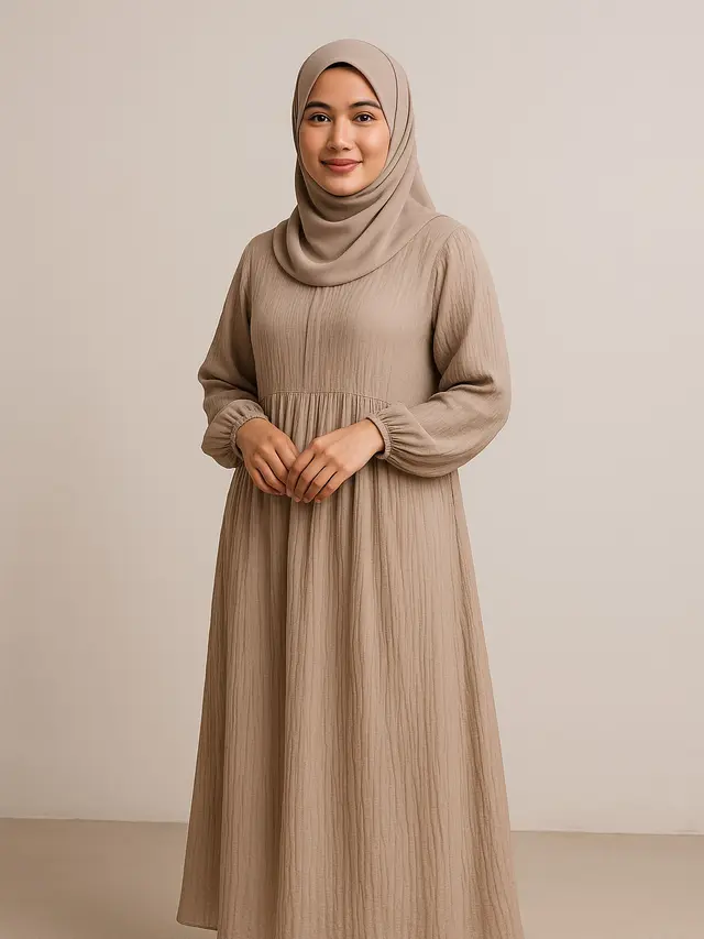 Model Gamis Wanita Sederhana yang Syari Tapi Tetap Elegan/ Ilustrasi AI