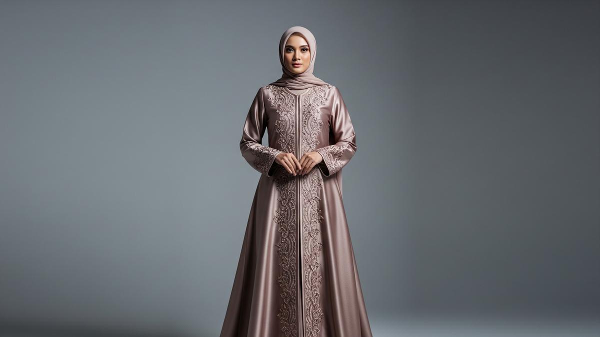 9 Model Gamis Silk Jatuh Bordir, Pesona yang Elegan dan Timeless
