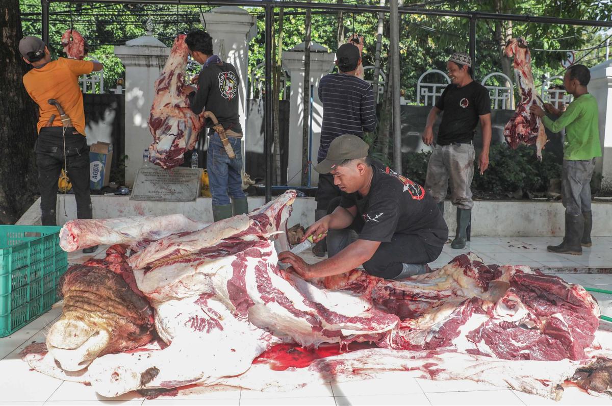 FOTO: Penyembelihan Hewan Kurban  di Masjid Sunda Kelapa