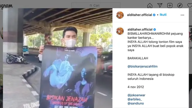 Unggahan Aldi Taher. (Foto: Instagram @alditaher.official)