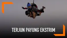 Seorang mantan perwira militer Rusia terjun payung di suhu minus 50 derajat celcius. Tidak hanya itu, ia melakukan olahraga ekstrim itu dengan bertelanjang dada.
