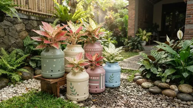 Inspirasi Pot Aglonema dari Galon Bekas