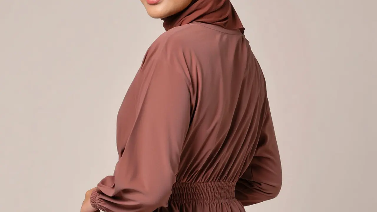 Gamis Payung Kombinasi Kerut di Pinggang