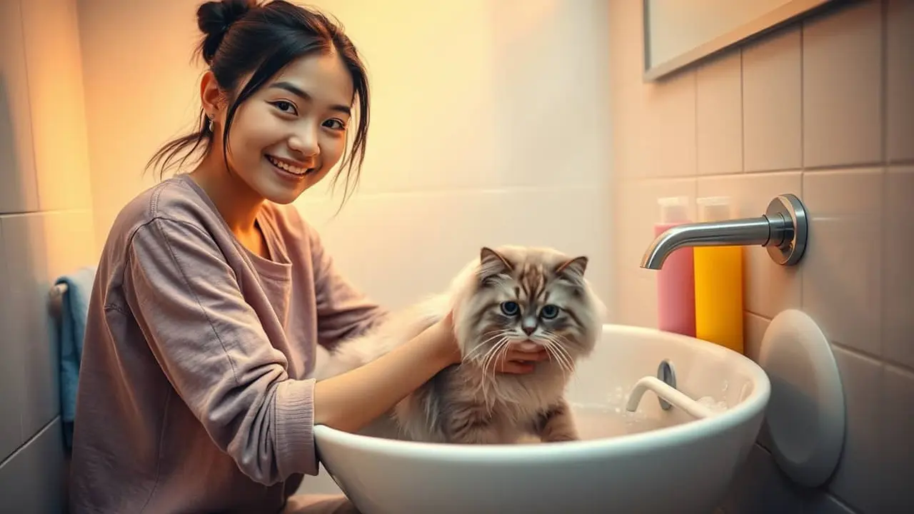 tips memandikan kucing
