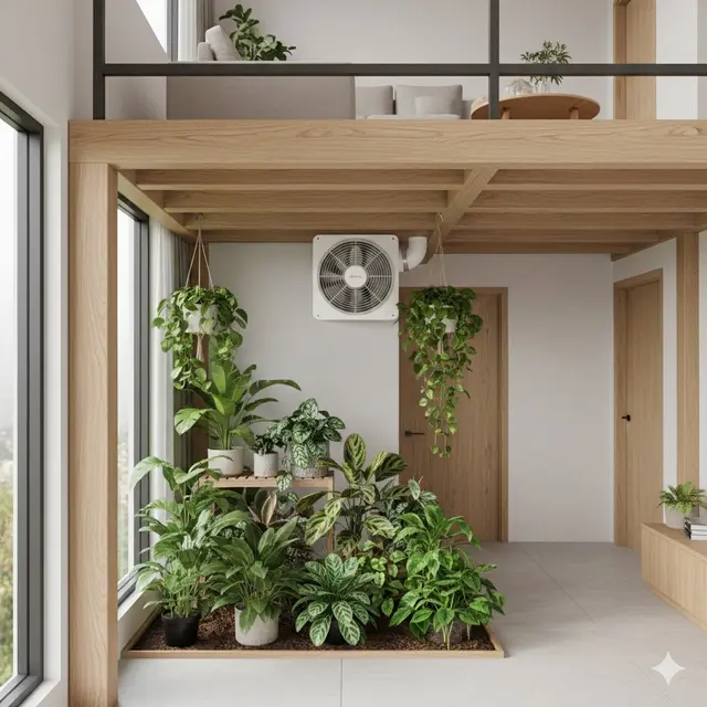 Pojok Tanaman dengan Exhaust Fan (Gemini AI)