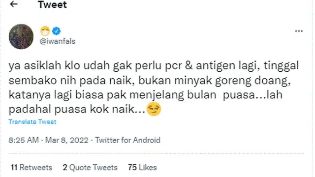 Iwan Fals soroti naiknya harga sembako jelang Ramadan