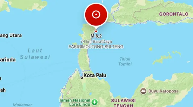 Gempa Magnitudo 6,2 Guncang Parigi Moutong, Tak Berpotensi Tsunami
