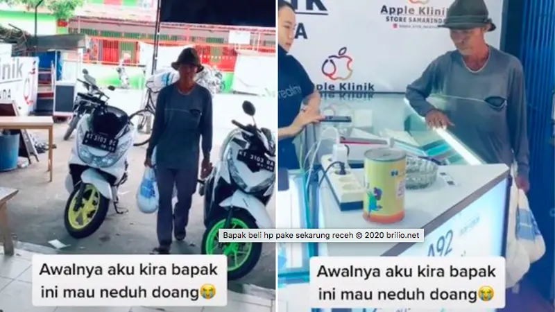 Kisah Haru Pria Tua Belikan Smartphone untuk Anak dengan Uang Koin Sekarung