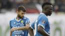 Ekspresi Bojan Malisic pada laga lanjutan Piala Presiden 2019 yang berlangsung di Stadion Jalak Harupat, Kab Bandung, Kamis (7/3). Persib Bandung kalah 2-3 kontra Persebaya Surabaya. (Bola.com/M.Iqbal Ichsan)