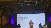 Founder Mediawave Yose Rizal secara resmi meluncurkan platform berbasis artificial intelligence (AI) atau kecerdasan buatan untuk Pemilu 2024 yang dinamakan PEMILU.AI . (Liputan6.com/M Radityo Priyasmoro).