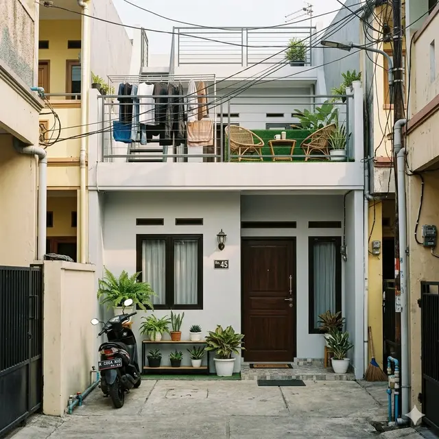 Rumah di Gang Sempit dengan Rooftop untuk Jemur dan Area Santai
