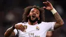 Marcelo. Bek kiri Brasil berusia 33 tahun ini mulai memperkuat Real Madrid pada pertengahan musim 2006/2007 usai didatangkan dari Fluminense. Total 14,5 musim, ia telah bermain dalam 539 laga di semua kompetisi dengan torehan 41 gol dan 101 assist. (Foto: AFP/Oscar Del Pozo)