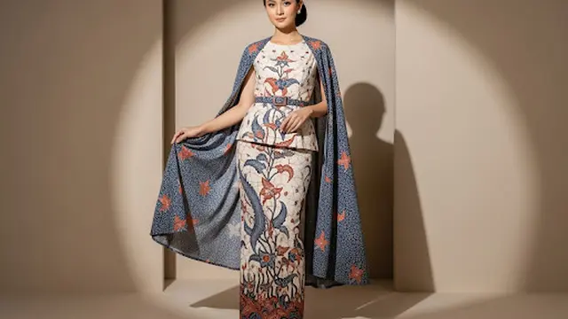 Long Dress Batik Cape Blouse Belted