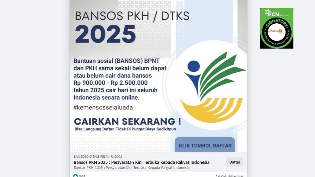 Cek Fakta: Tidak Benar Link Pendaftaran Bansos PKH 2025
