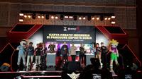Potret para seniman lokal yang menjadi kolaborator dari FFWS Global Finals 2025 bersama Garena dan Kemenekraf pada konferensi pers di Jakarta Pusat, Kamis (2/10/2025). (Liputan6.com/Deniz Akbar)