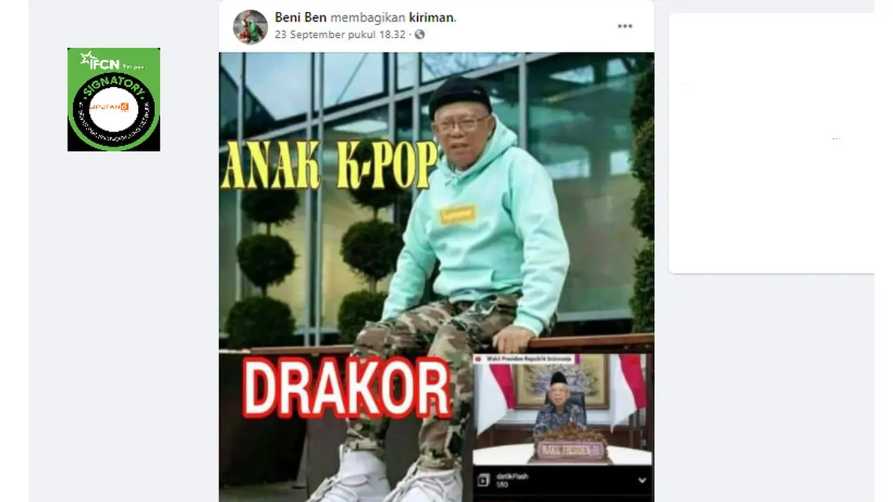 Penelusuran Klaim Foto Ma'ruf Amin Jadi Anak K-Pop