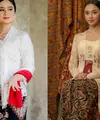 Penampilan Tissa Biani yang mengenakan kebaya kutubaru warna putih dan selendang warna merah beri vibes elegan bak ibu pejabat. [@tissabiani]