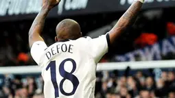 Selebrasi gol striker Tottenham Hotspur Jermain Defoe ke gawang Charlton Athletic di laga putaran ketiga FA Cup di White Hart Lane, 9 Januari 2011. AFP PHOTO / BEN STANSALL