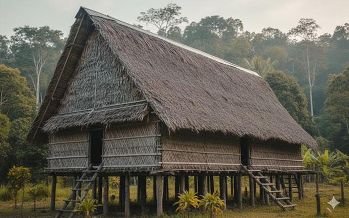 Rumah adat Papua Selatan panggung sederhana (Gemini AI)