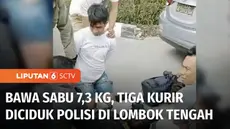 Tiga pemuda diduga kurir narkoba diringkus polisi saat mengantarkan paket sabu. Sebanyak 7,3 kilogram sabu disita polisi.