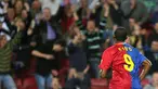 Barcelona's Samuel Eto'o celebrates his goal during Liga match Barcelona vs Almeria at New Camp stadium, in Barcelona on October 25, 2008. AFP PHOTO/JOSEP LAGO 