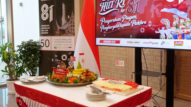 Usai upacara HUT ke-81 Kemerdekaan Republik Indonesia di KBRI Abu Dhabi, Senin (17/8/2026), acara dilanjutkan dengan pemotongan tumpeng dan perlombaan khas 17 Agustus.