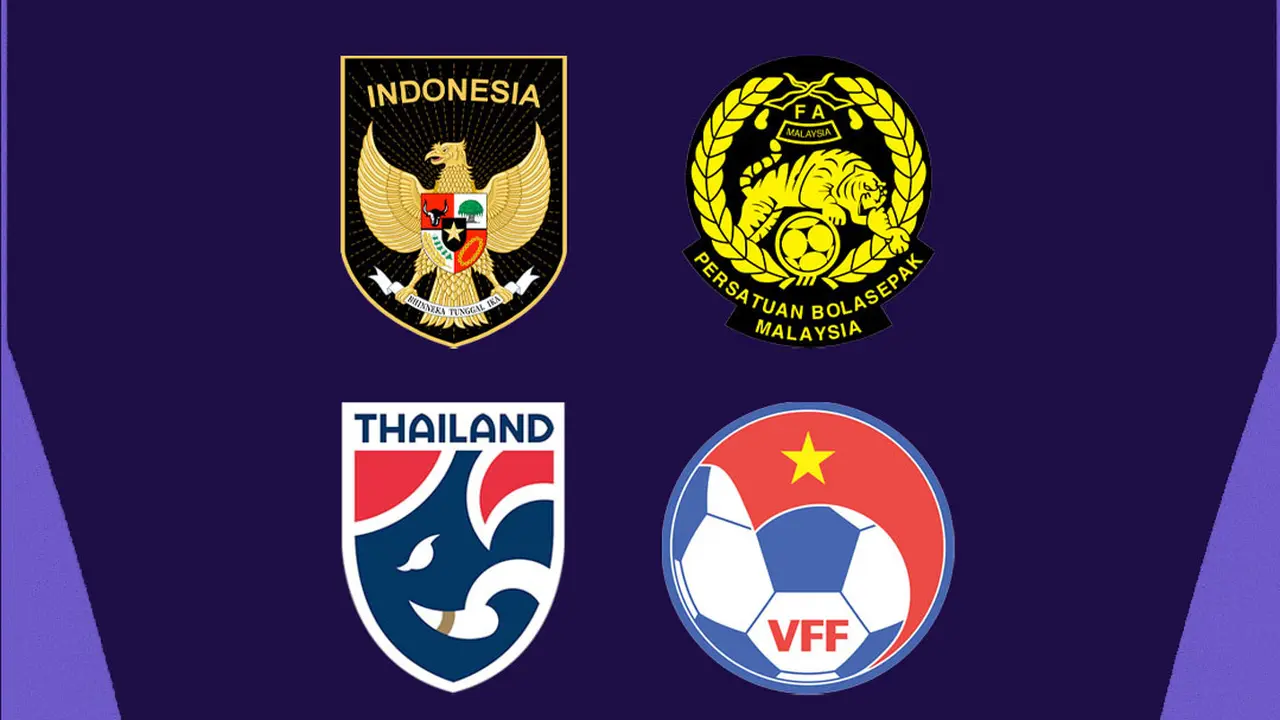 Piala Asia - Ilustrasi Logo Timnas Indonesia, Malaysia, Thailand, Vietnam