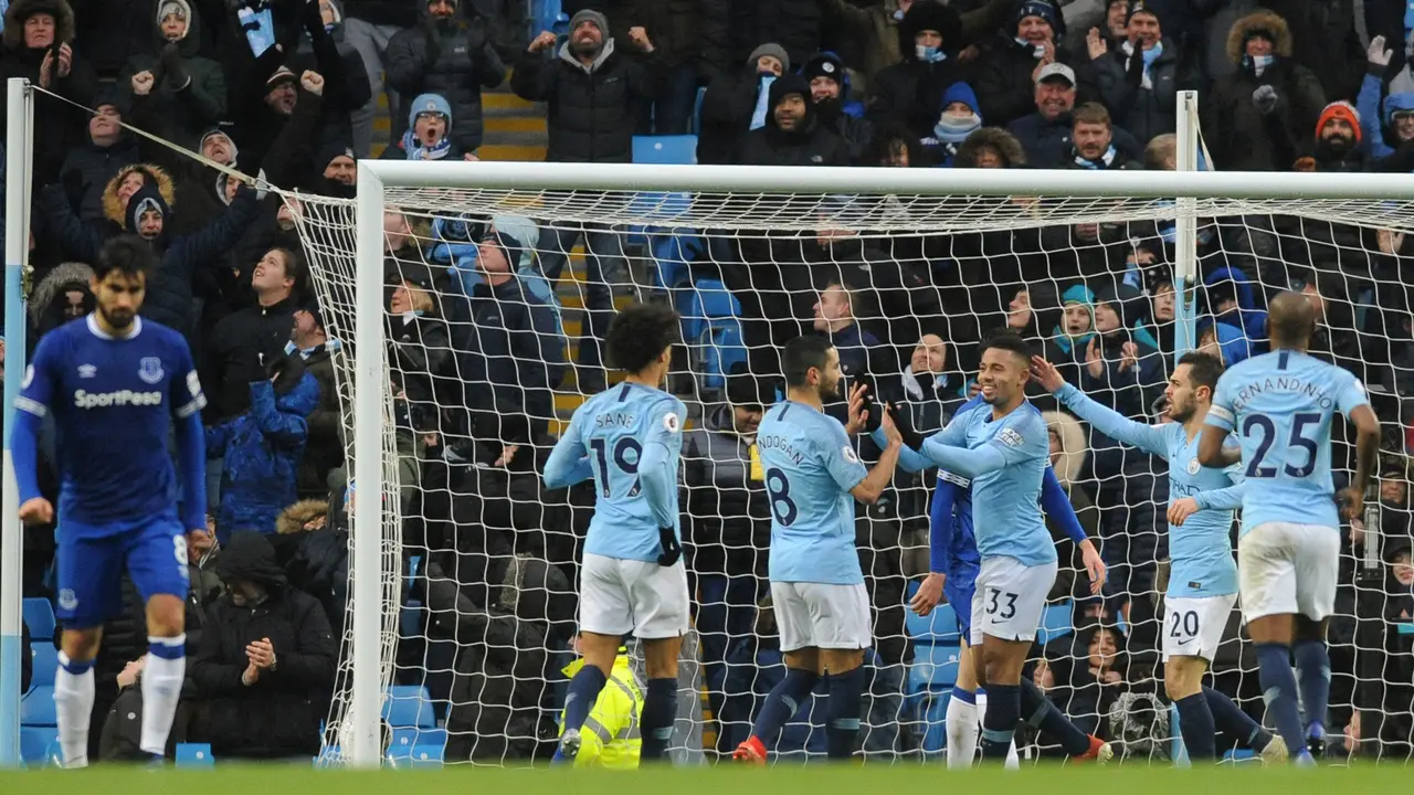 Manchester City Tekuk Everton, Gabriel Jesus Sumbang 2 Gol