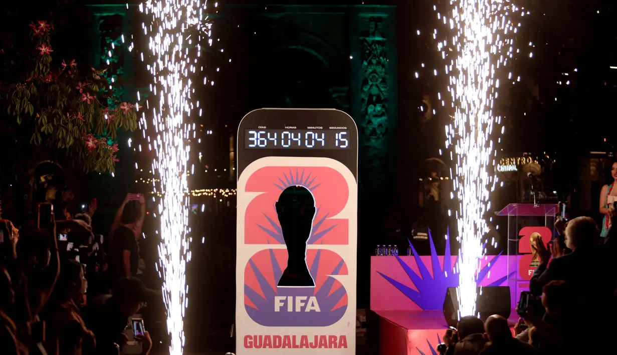 Jam hitung mundur untuk Piala Dunia 2026 diresmikan di Zapopan, Negara Bagian Jalisco, Meksiko, pada 11 Juni 2025. (Foto oleh AFP)
