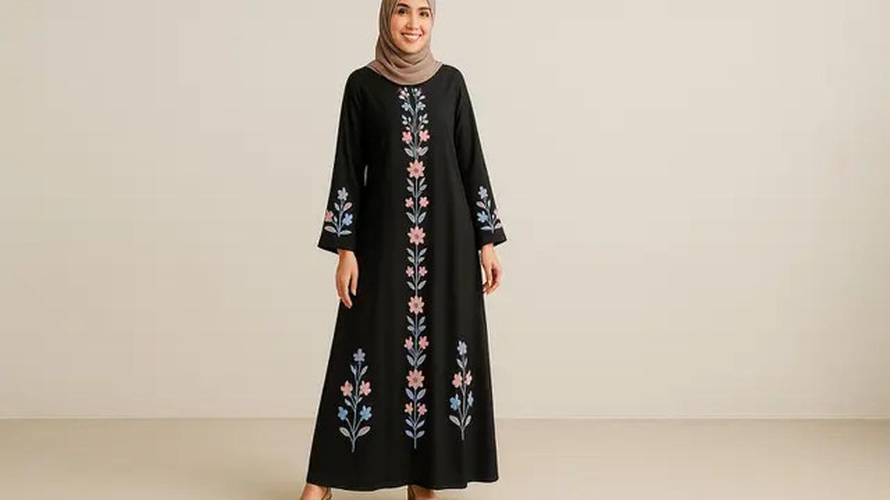 9 Model Gamis Hitam Kombinasi Bordir, Tampil Stylish dan Elegan Tanpa Kaku