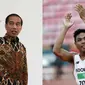 Jokowi bertemu sang juara Lalu Zohri. (AFP)