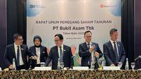 Konferensi pers RUPST PT Bukit Asam Tbk (PTBA), Rabu (8/5/2024). (Foto: Liputan6.com/Pipit IR)