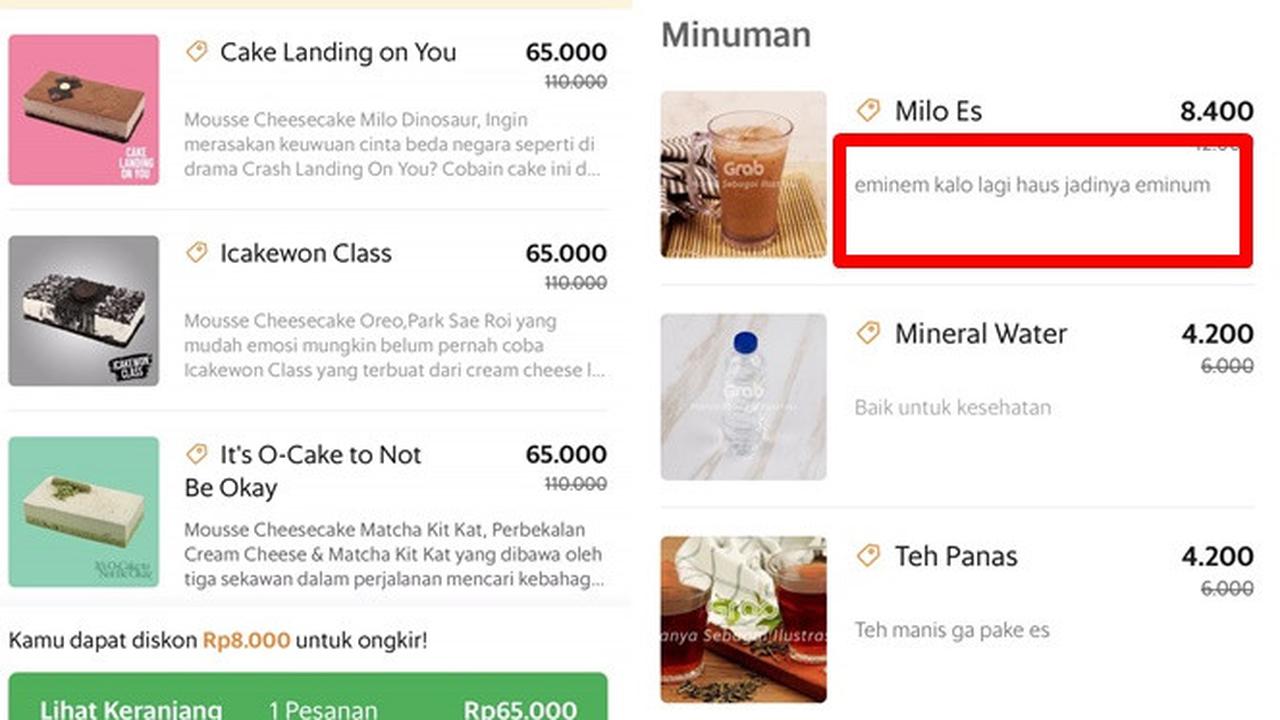 7 Makanan dan Minuman Online Ini Keterangannya Nyeleneh, Bikin Tepuk Jidat