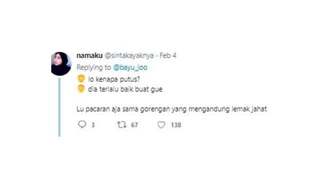 Alasan kenapa putus (sumber: Twitter)