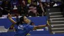 Pebulutangkis Mutiara Cardinal, Gregoria Mariska, saat berlaga pada Kejurnas PBSI 2018 di Britama Arena, Jakarta, Jumat (21/12). Laga final akan mempertemukan Jaya Raya Jakarta melawan Mutiara Cardinal Bandung. (Bola.com/M Iqbal Ichsan)