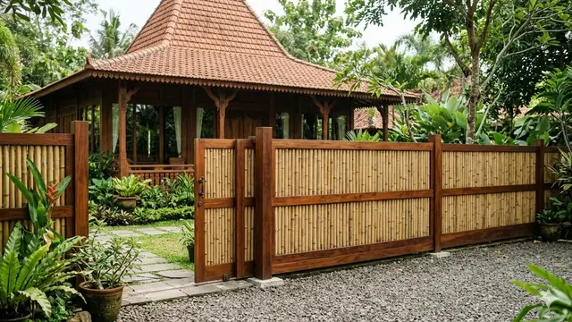 Pagar Bambu Minimalis untuk Rumah Joglo Modern (Foto: Gemini AI)