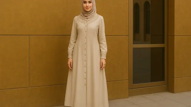 Model Gamis Kancing Depan Sampai Bawah