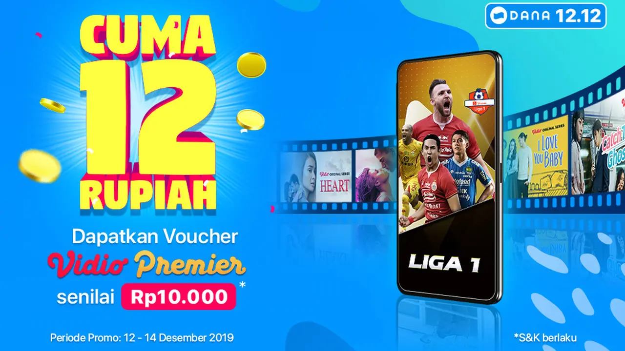 Dapatkan Voucher Vidio Premier hanya 12 Rupiah di DANA!