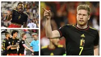 Belgia berhasil memetik kemenangan besar pada matchday kedua Grup A4 UEFA Nations League 2022 melawan Polandia yang berlangsung di The King Baudouin Stadium, Brussels, pada Kamis (09/06/2022) dini hari WIB. Enam gol Red Duivels dicetak oleh Axel Witsel (42'), Kevin De Bruyne (59'), Leandro Trossard (73', 80'), Leander Dendoncker (83'), dan Lois Openda (90+3'). Sementara satu-satunya gol Polandia dicetak oleh sang bintang Robert Lewandowski (28'). (Foto Kolase: AFP dan AP)