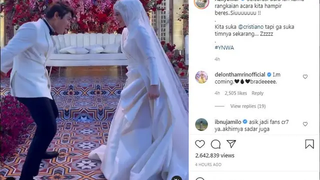 Selebrasi ala Cristiano Ronaldo dilakukan Rizky Billar dan Lesti Kejora yang bersyukur acara Tasyakurannya hampir selesai