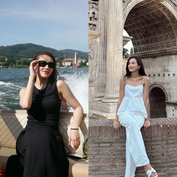 8 Adu Gaya Aaliyah Massaid dan Beby Tsabina yang Sama-sama Bulan Madu di Italia, Stylish dengan Chic Outfit