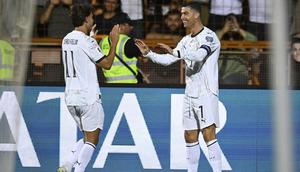 Cristiano Ronaldo berhasil mengukir brace saat Timnas Portugal membungkam Andorra dengan skor 5-0 pada laga perdana putaran pertama Grup F kualifikasi Piala Dunia 2026 zona Eropa,&nbsp;di Vazgen Sargsyan Republican Stadium, Sabtu (6/9/2025) malam WIB. (AP Photo/Hakob Berberyan).