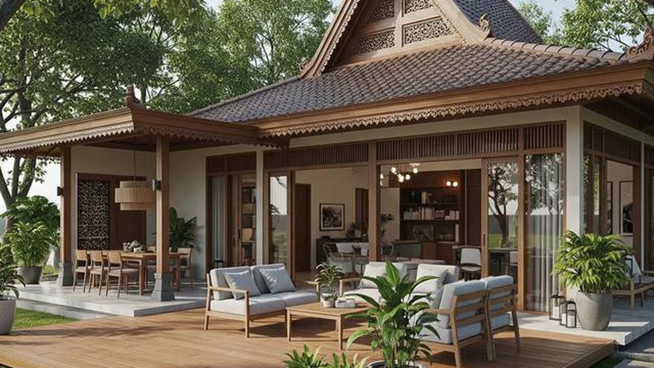 7 Desain Rumah Kampung 1 Lantai dengan Teras Lebar yang Sejuk dan Modern ala Pedesaan Estetik