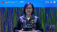 Menteri Keuangan (Menkeu) Sri Mulyani Indrawati&nbsp;dalam acara Konvensi Sains, Teknologi dan Industri Indonesia ITB, Kamis (7/8/2025). (Liputan6.com/Tira)&nbsp;