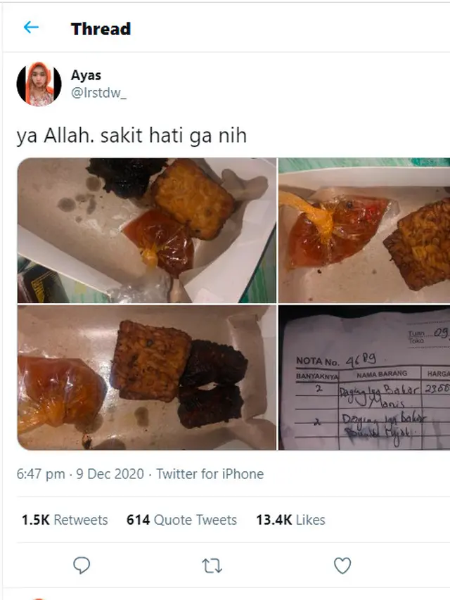 Beli Iga Bakar Lewat Ojek Online Rp 92 Ribu, Makanan yang Datang Bikin Kecewa
