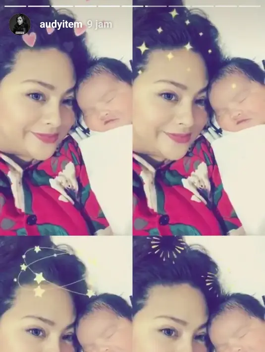 Kebahagiaan tidak hanya dirasakan oleh Iko, tapi juga sang istri Audy. Meski sebelumnya telah dikarunai seorang putri yang kini lima tahun, Audy bahagia diberi keluarga yang lengkap. (Instagram/audyitem)