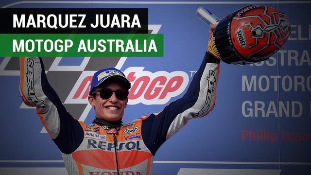 Pebalap Repsol Honda, Marc Marquez menjuarai MotoGP Australia di Sirkuit Phillip Island, Minggu (22/10/2017)