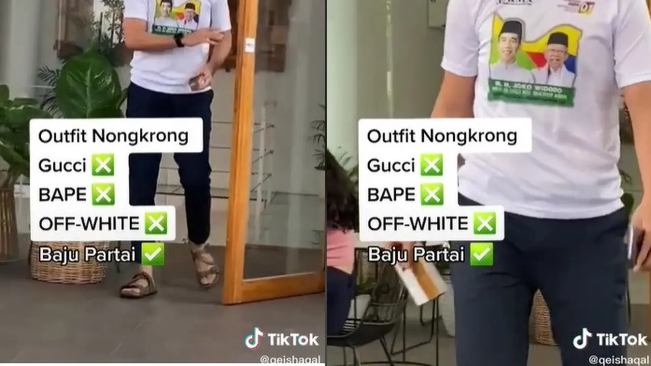 pemuda nongkrong pakai baju partai