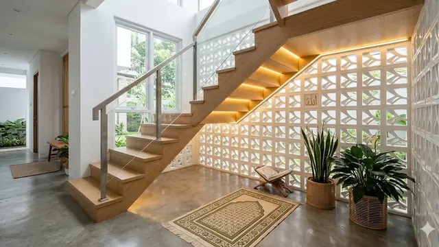 Model Mushola Kecli di Rumah dengan Roster dan Tanaman.